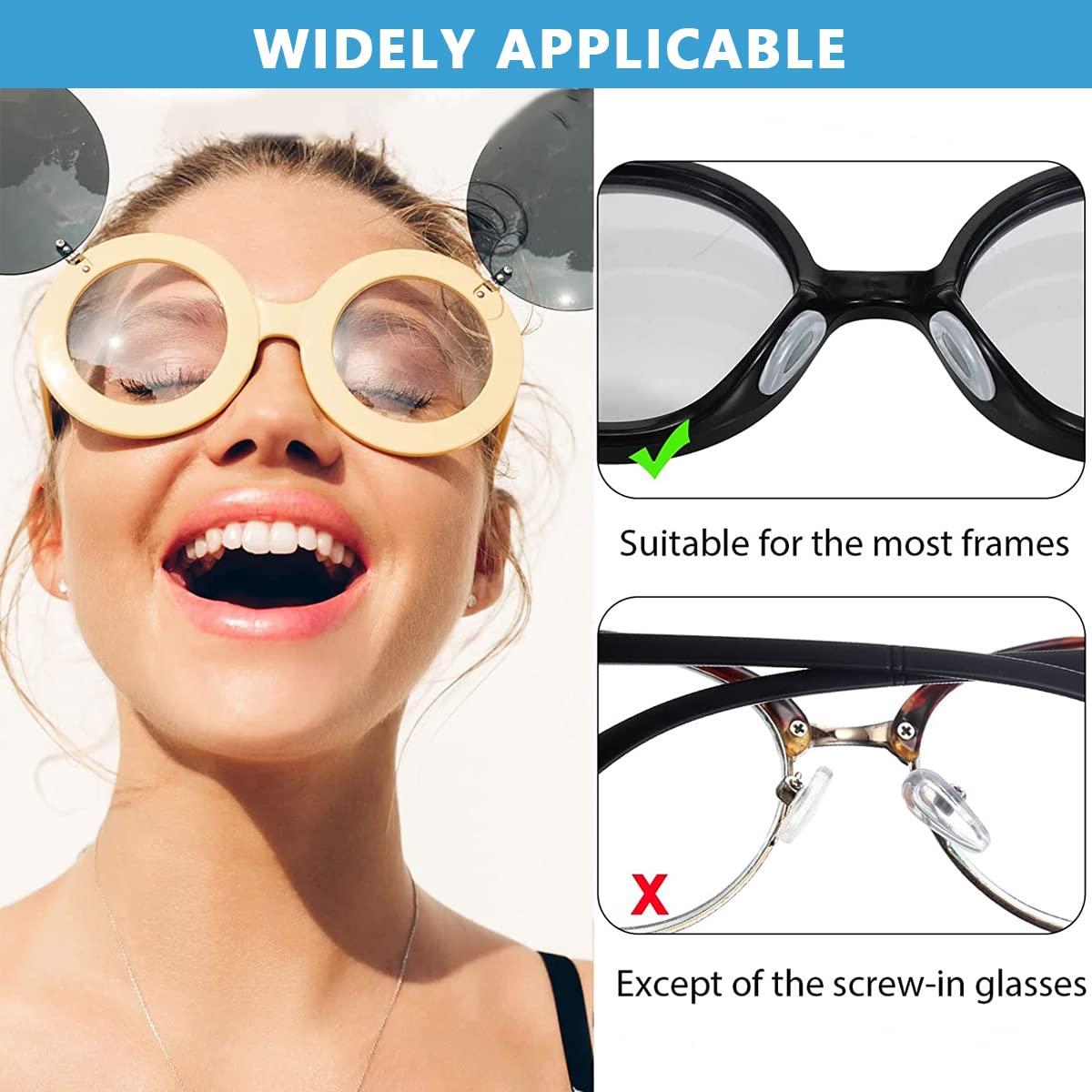 MAYCREATE 12 Pairs Adhesive Eyeglasses Nose Pads, D Shape Stick-on Anti-Slip White Silicone Eyeglasses Nose Pad Replacement, Self Adhesive Nose Pads Glasses Nose Pad MAYCREATE 12 Pairs Adhesive Eyeglasses Nose Pads, D Shape Stick-on Anti-Slip White Silicone Eyeglasses Nose Pad Replacement, Self Adhesive Nose Pads Glasses Nose Pad